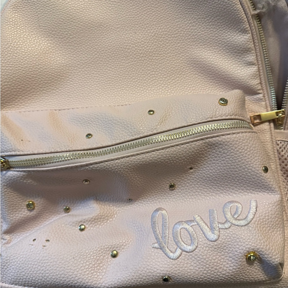 Pink Love Embroidered Backpack under one sky brand